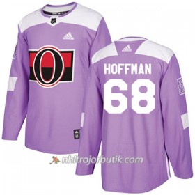 Män Ishockey Ottawa Senators Tröja Mike Hoffman 68 Adidas 2017-2018 Lila Fights Cancer Practice Authentic